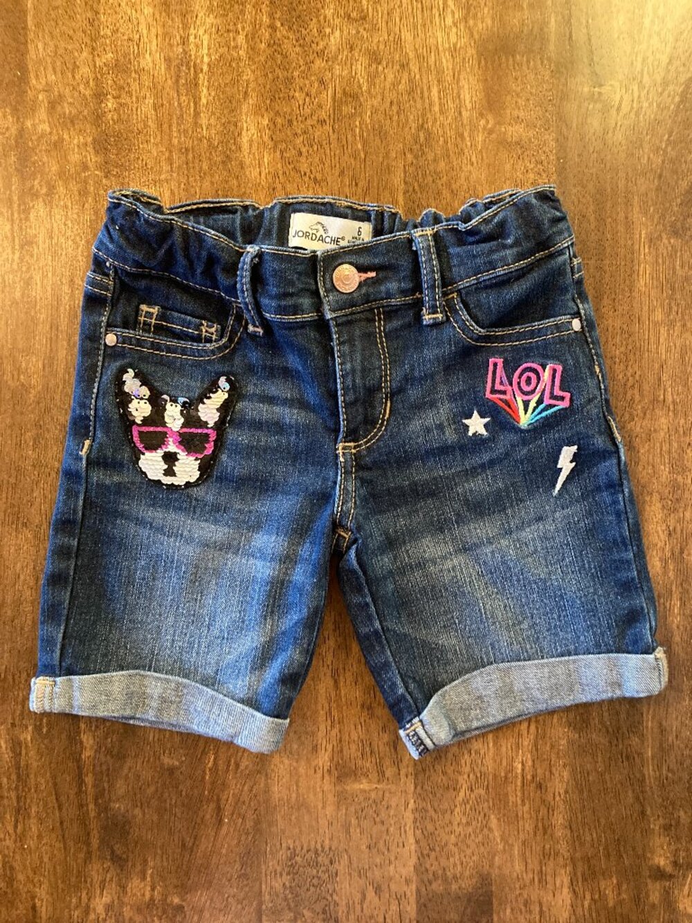 Jordache Girls Denim Jean Shorts Cute Graphics Size 6 NWOT!